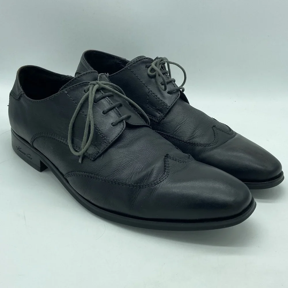 Kenneth Cole Dress Shoes Men's 10.5M Oxford Lace-Up Black Office Classic Dadcore